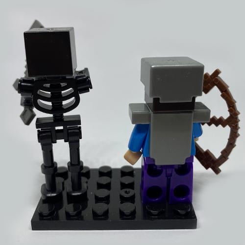 Конструктор фігурки iBlock Стів і Скелетон Майнкрафт Stive Sceleton Minecraft 5,5 см - фото 2