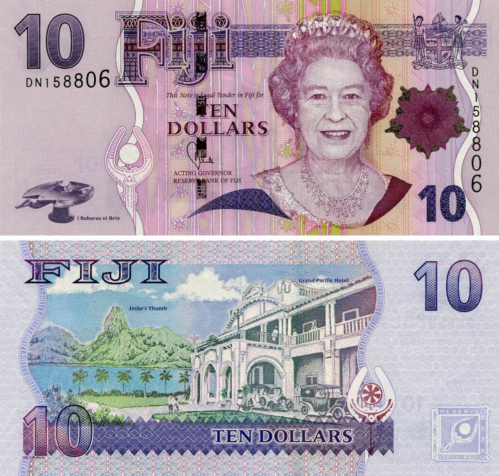 Коллекционная банкнота Фиджи 10 долларов 2011 UNC P111b (Б18336)