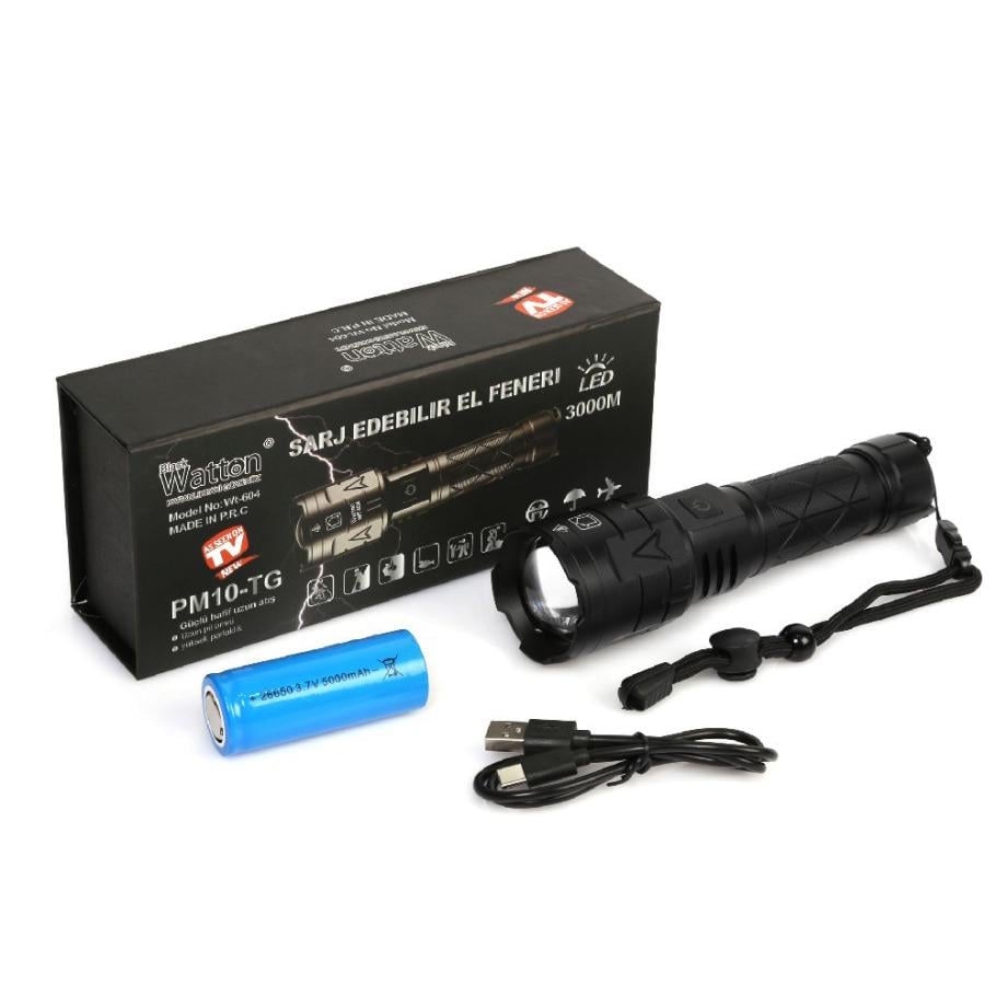 Ліхтар акумуляторний Watton WT-604 з USB зарядкою та функцією Powerbank 3000 Лм - фото 3 Ліхтар акумуляторний Watton WT-604 з USB зарядкою та функцією Powerbank 3000 Лм - фото 3