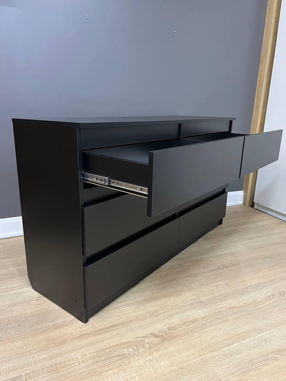 Комод Kvatro 130 на 6 шухляд 1300х750х400 мм Чорний - фото 4