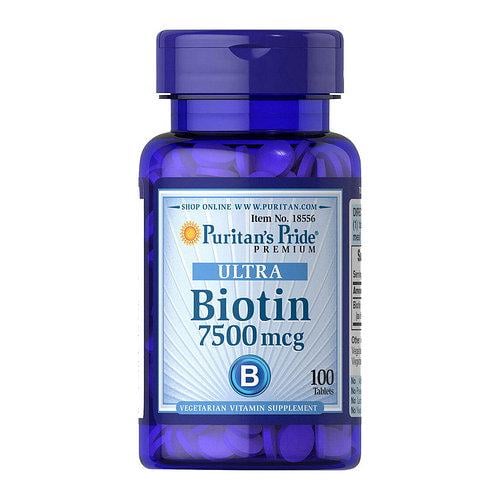 Добавка натуральная Биотин Puritans Pride Biotin 7500 mcg 100 таблеток