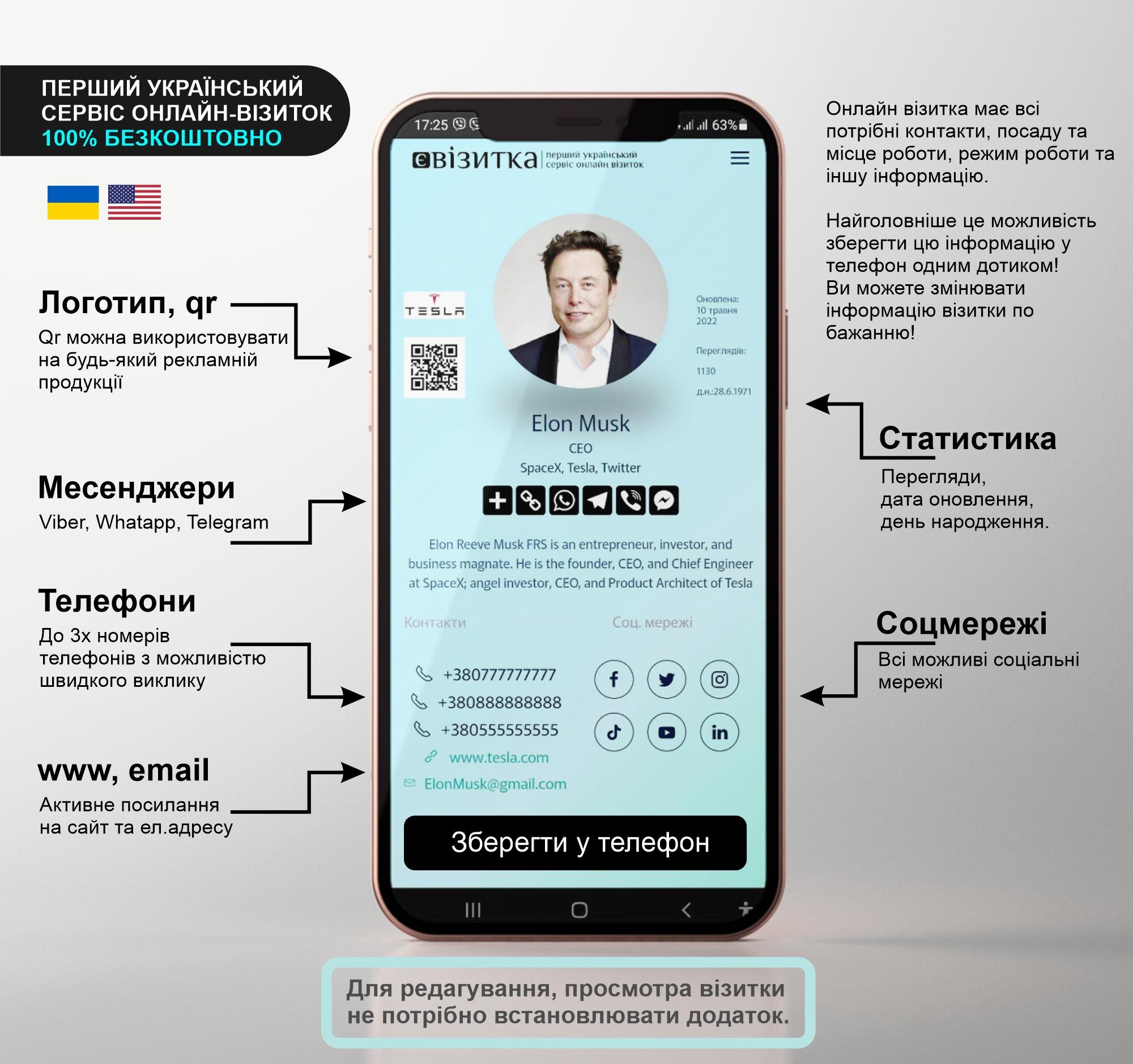 Безконтактна NFC візитка єВізитка Persobal Edition - фото 5