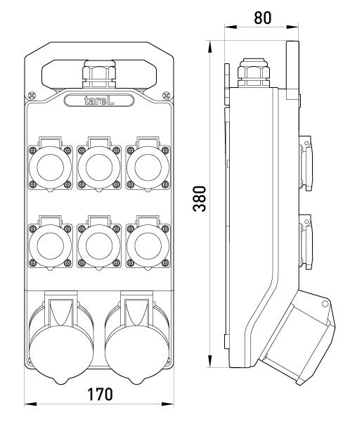 Набор монтажный E.NEXT розетки 2x32A 400 В 3P+N+PE/6x16А 250 В 2P+PE (340) - фото 2