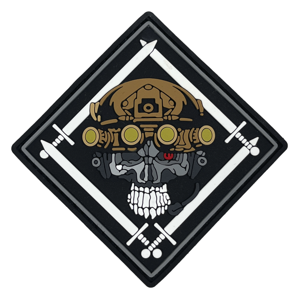 Патч Ромб с черепом Белый (PATCH-HUB-393)