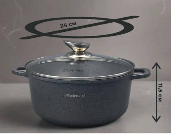 Набір каструль зі сковорідками Kamille з кришкою 1,3л/ 1,5л /2,3/4,5 2 шт. (4437) - фото 5 Набір каструль зі сковорідками Kamille з кришкою 1,3л/ 1,5л /2,3/4,5 2 шт. (4437) - фото 5