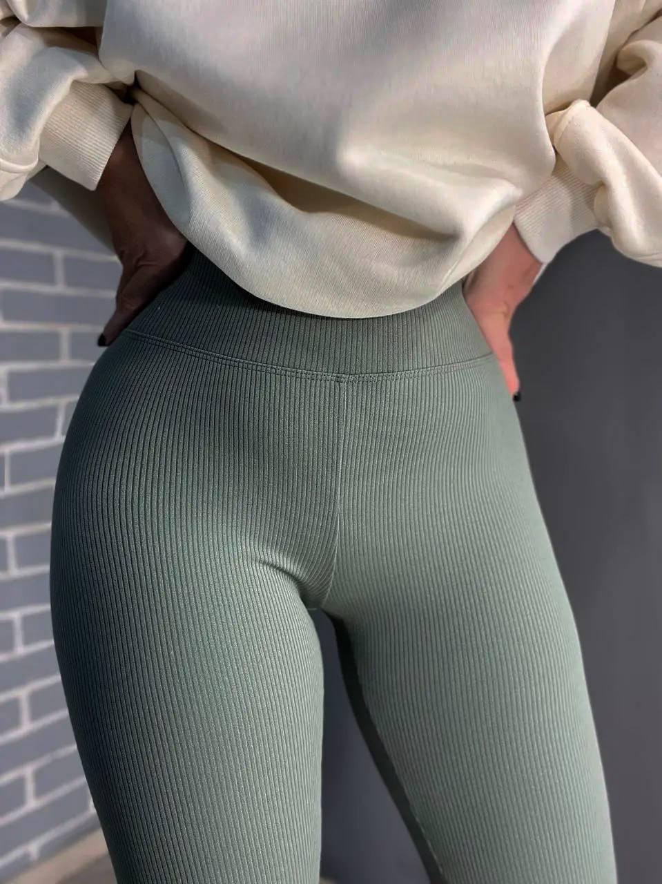 Лосини жіночі LADY HUREM 2395 рубчик широкий пояс утеплені XL Хакі (1090) - фото 2