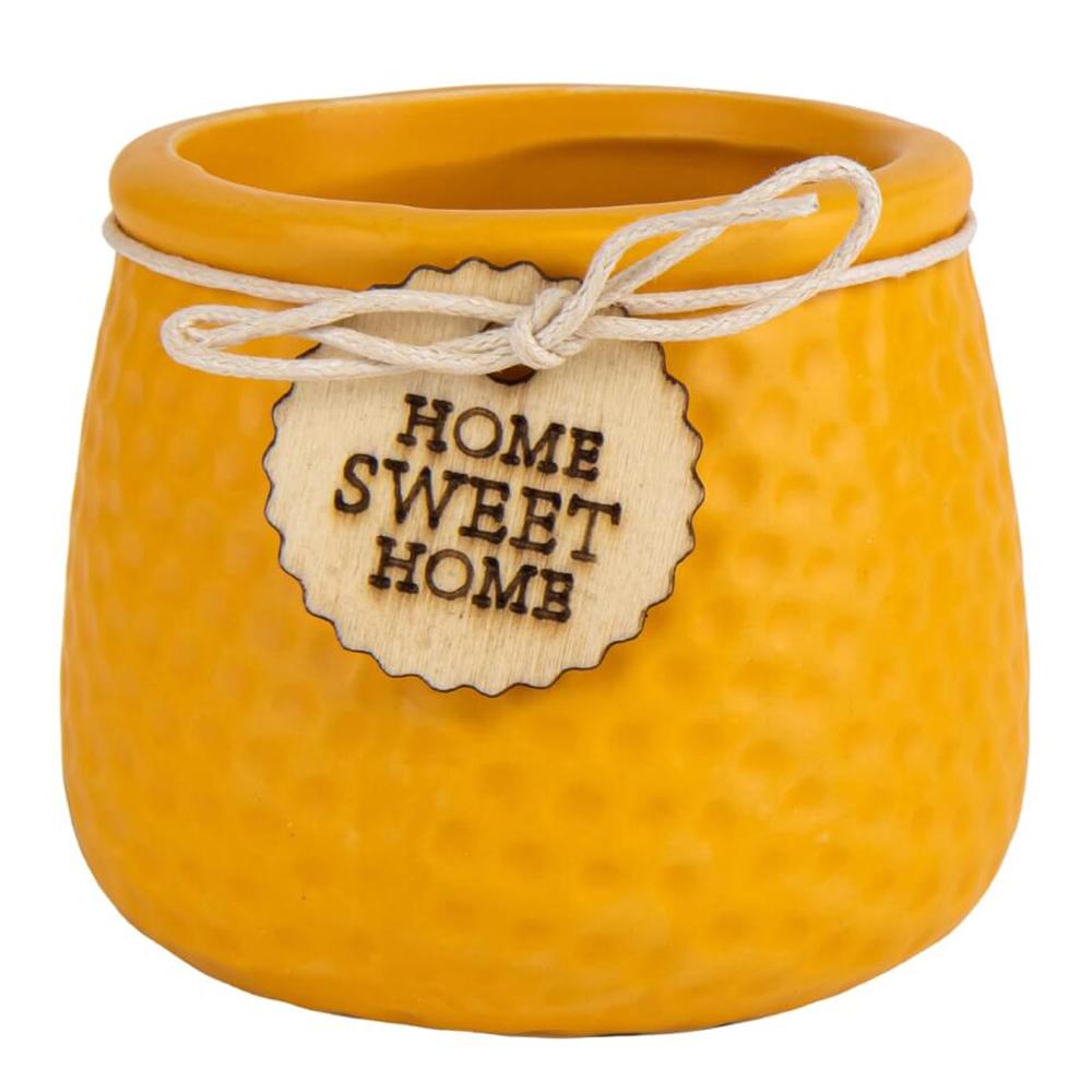 Набор кашпо керамических Elisey "Home Sweet home" 7,5 см 4 шт. Желтый (9053-015)