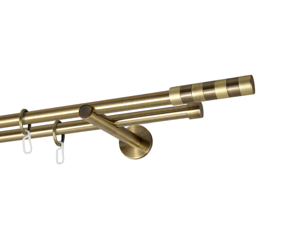 Карниз MStyle Сигма металлический двухрядный труба 16/16 мм кронштейн цылиндр 200 см Антик (J010137)