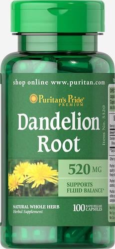 Добавка Puritan's Pride Dandelion Root 520 мг 100 Capsules (3320)