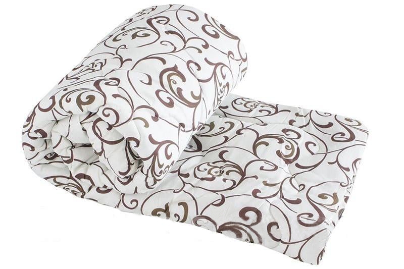 Одеяло двуспальное из овечьей шерсти Лери Макс Gold Коричневые вензеля (18928)