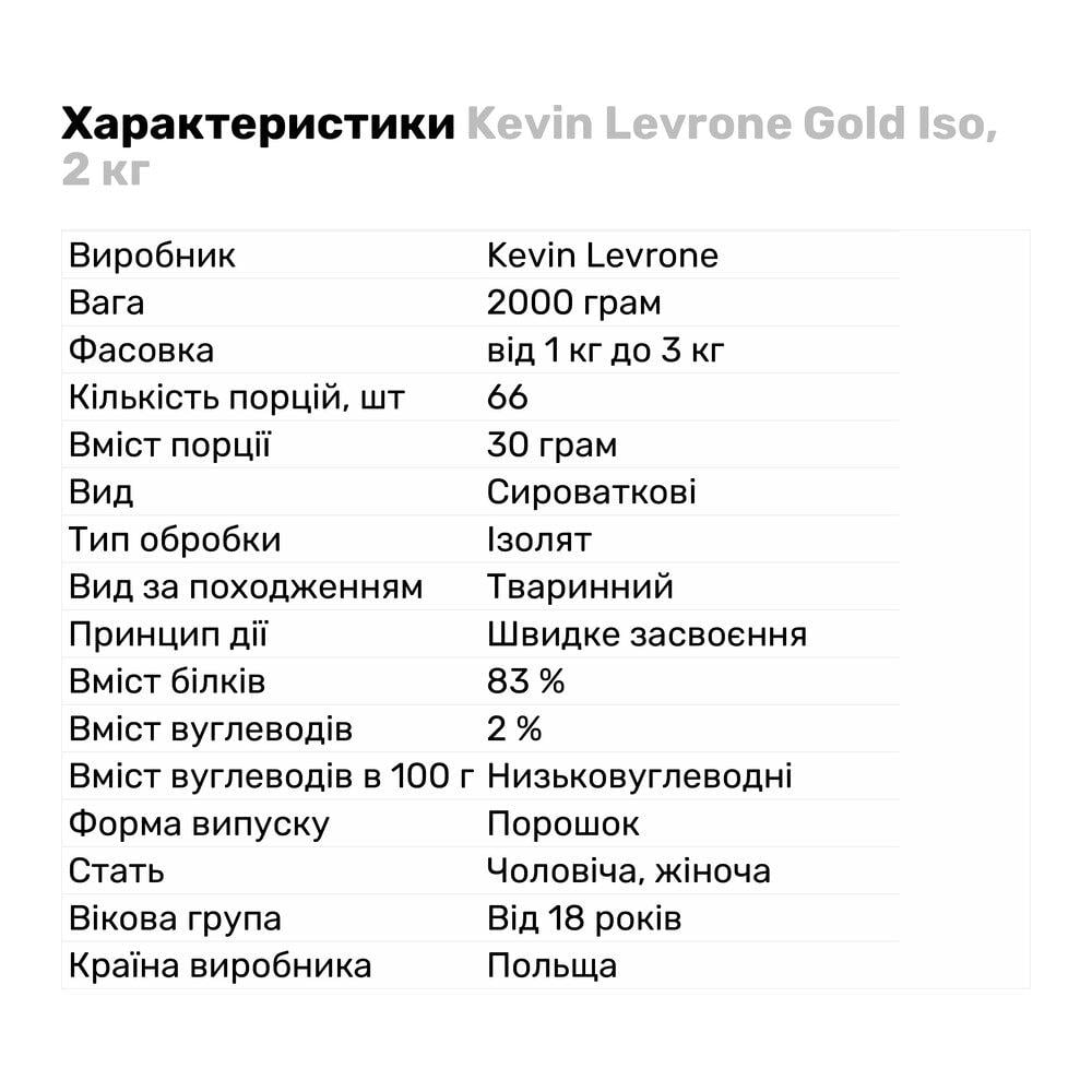 Протеин Kevin Levrone Gold Iso 2 кг Ваниль (9598V14977) - фото 2