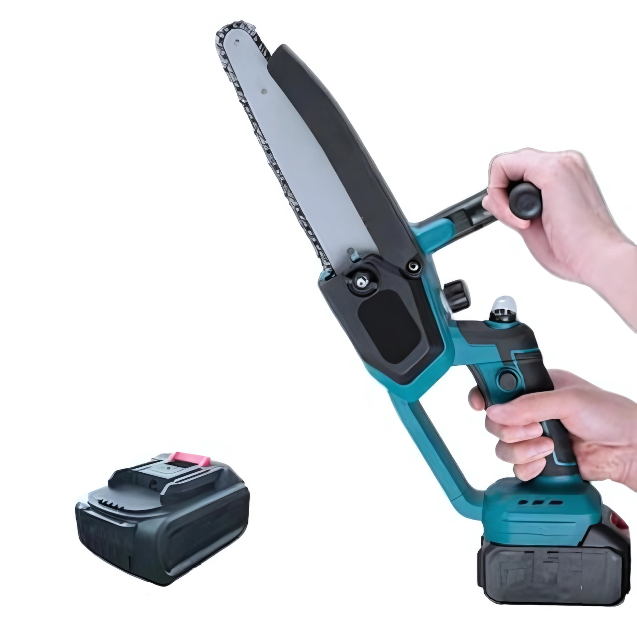 Пила акумуляторна міні 8" 4600 об/хв 48V 2 АКБ кейс Чорно/Блакитний (5836637784) - фото 3 Пила акумуляторна міні 8" 4600 об/хв 48V 2 АКБ кейс Чорно/Блакитний (5836637784) - фото 3