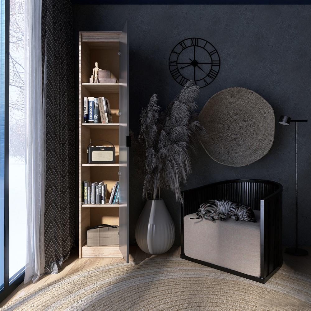 Шкаф-пенал закрытый Эверест Сити-400 204,6x40,2x38 см Дуб сонома/Графит (EVR-071091) - фото 3 Шкаф-пенал закрытый Эверест Сити-400 204,6x40,2x38 см Дуб сонома/Графит (EVR-071091) - фото 3