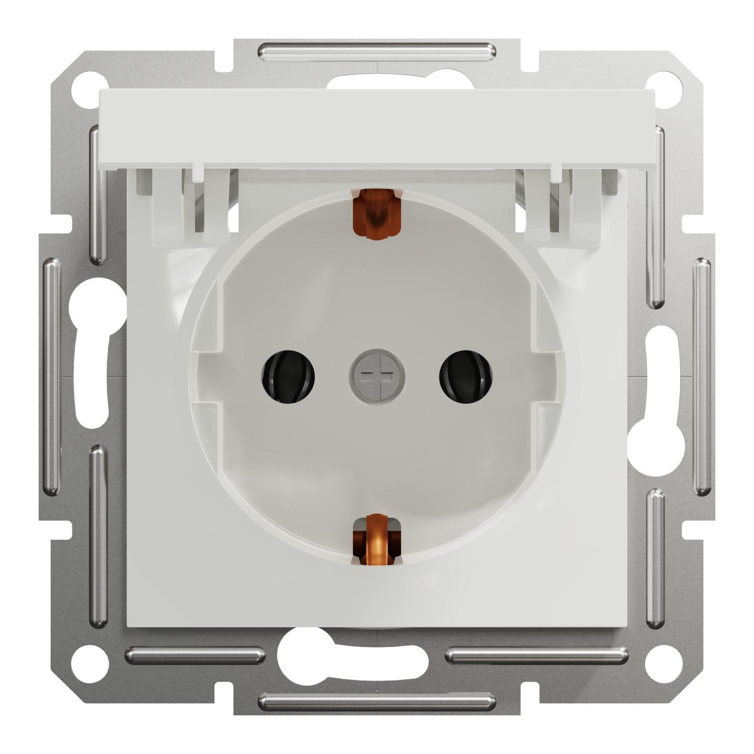 Розетка Schneider Electric Asfora з заземленням та кришкою без рамки Білий (EPH3170121)