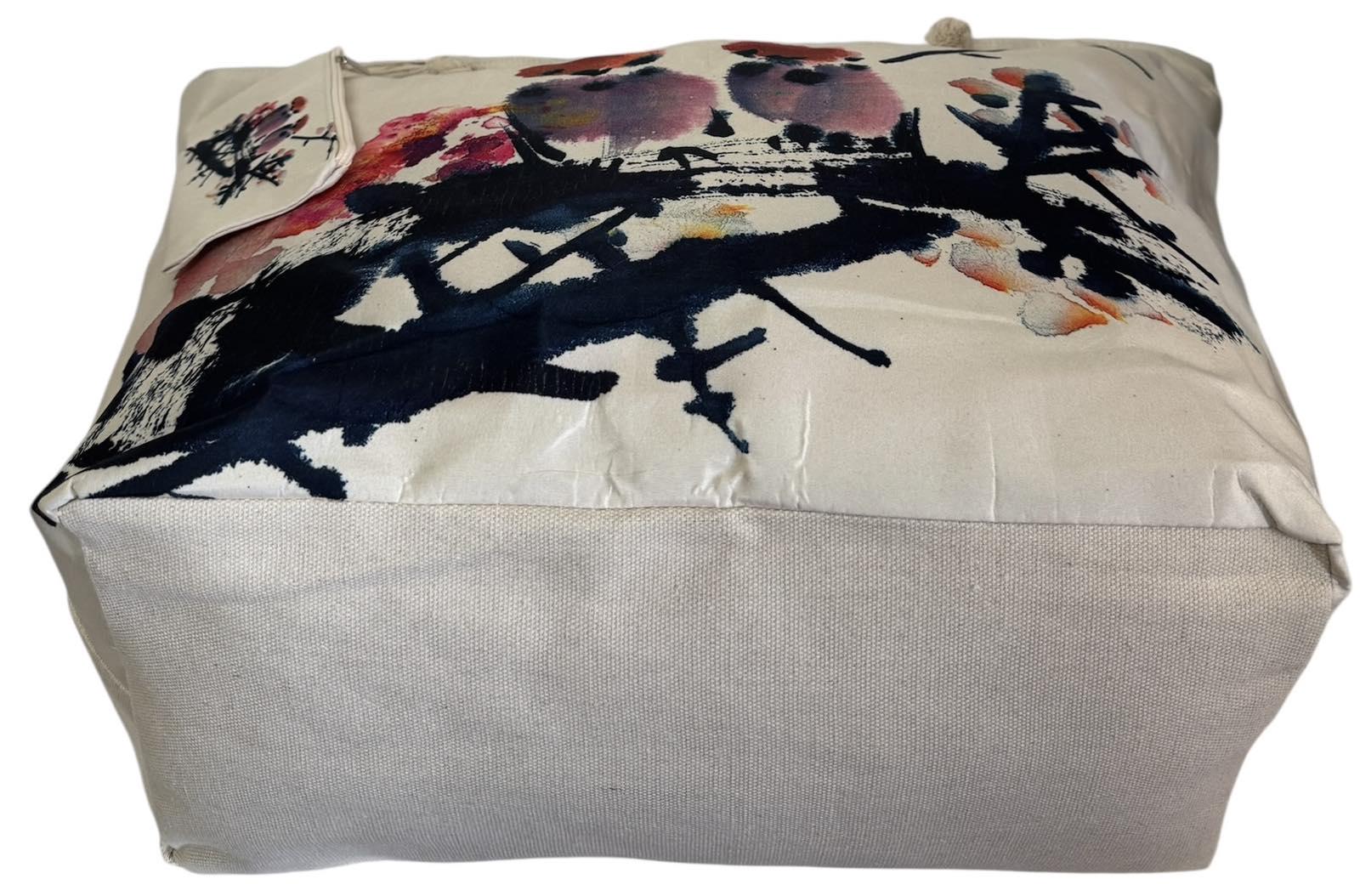 Сумка пляжна жіноча з тканини на блискавці Бежево-синій (2053) - фото 4 Сумка пляжна жіноча з тканини на блискавці Бежево-синій (2053) - фото 4