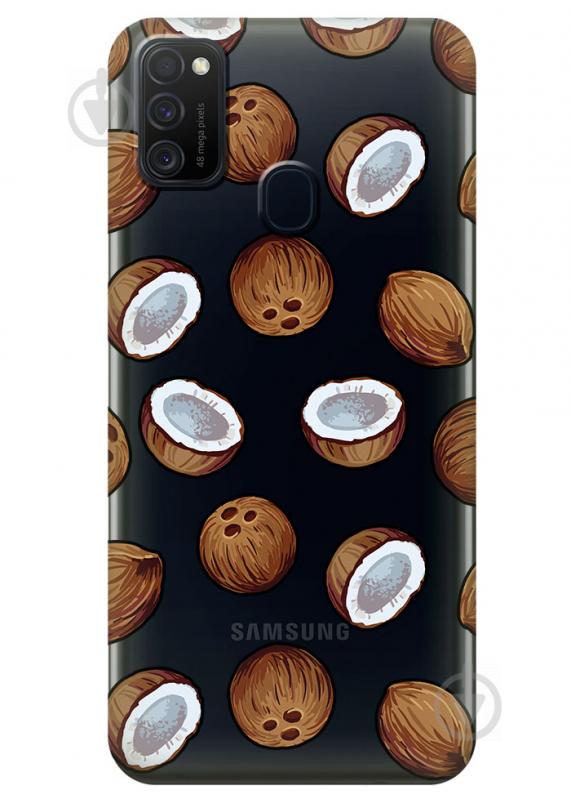 Прозрачный силиконовый чехол iSwag для Samsung Galaxy M21 с рисунком - Кокосы (M1736) Прозрачный силиконовый чехол iSwag для Samsung Galaxy M21 с рисунком - Кокосы (M1736)