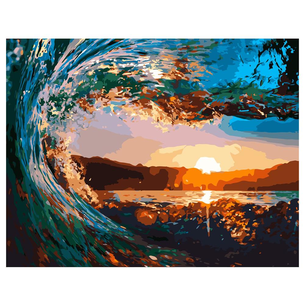 Картина по номерам Strateg Волны на закате 40x50 см (VA-2122)