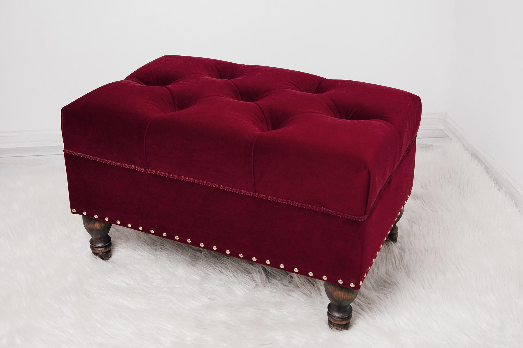 Пуф капітоне Людовік велюр Рейнбоу 70х45х45 см Бордовий - фото 8 Пуф капітоне Людовік велюр Рейнбоу 70х45х45 см Бордовий - фото 8