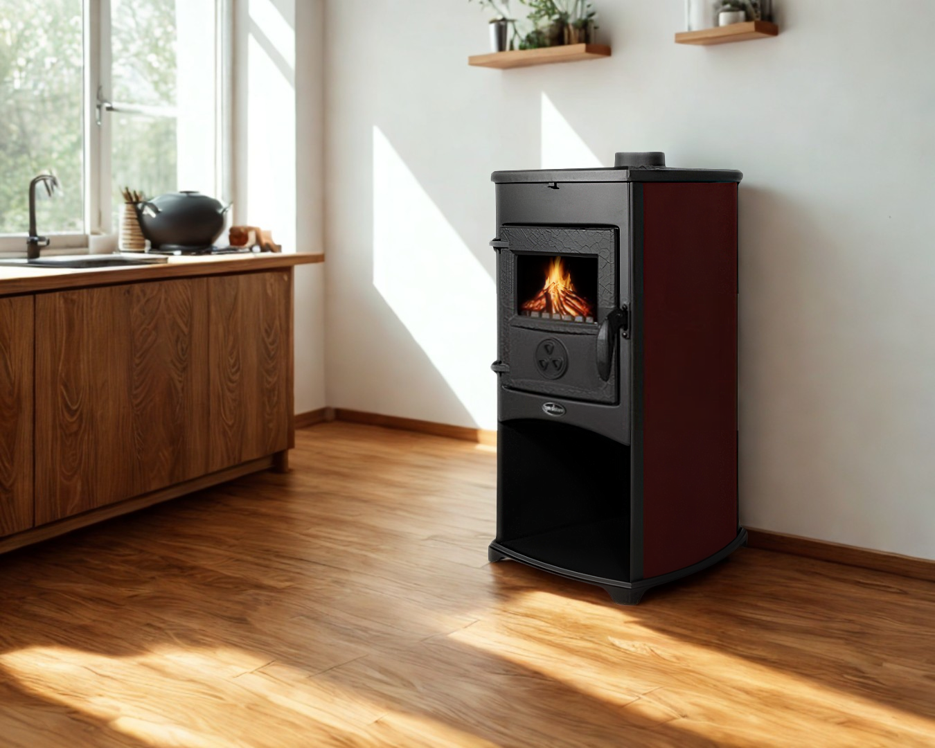 Піч чавунна Tim Sistem NORA на дровах червона - фото 2 Піч чавунна Tim Sistem NORA на дровах червона - фото 2