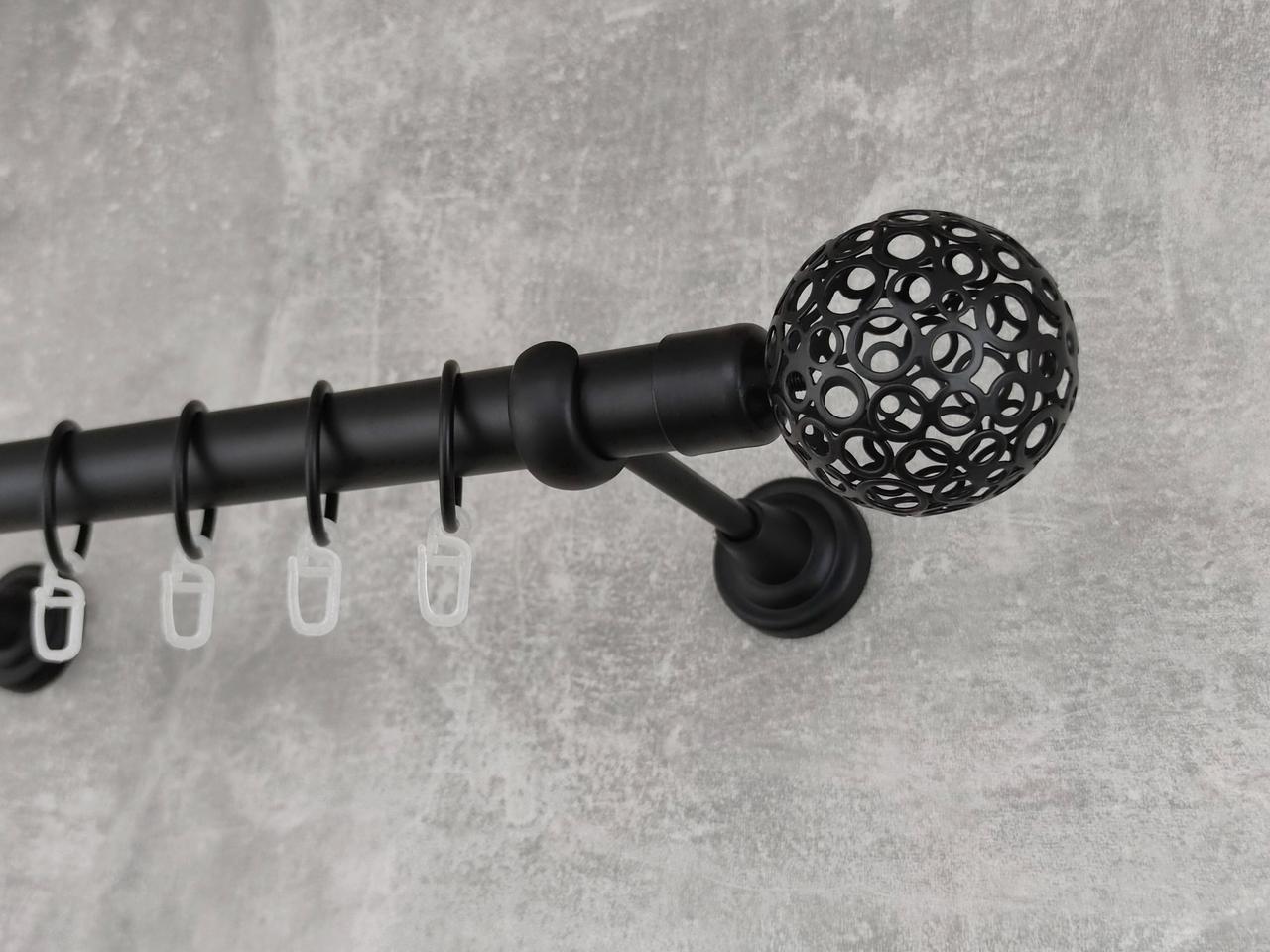 Карниз MStyle металлический для штор однорядный Савона 25 мм гладкий 200 см Черный (5020216)