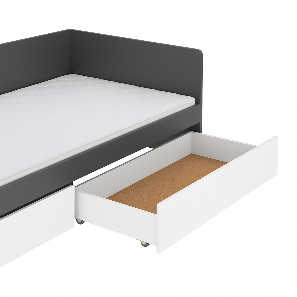 Кровать с ящиками Эверест 800 сплошной щит 80x190 см Графитовый/Белый (ЕВ20739.15) - фото 2 Кровать с ящиками Эверест 800 сплошной щит 80x190 см Графитовый/Белый (ЕВ20739.15) - фото 2