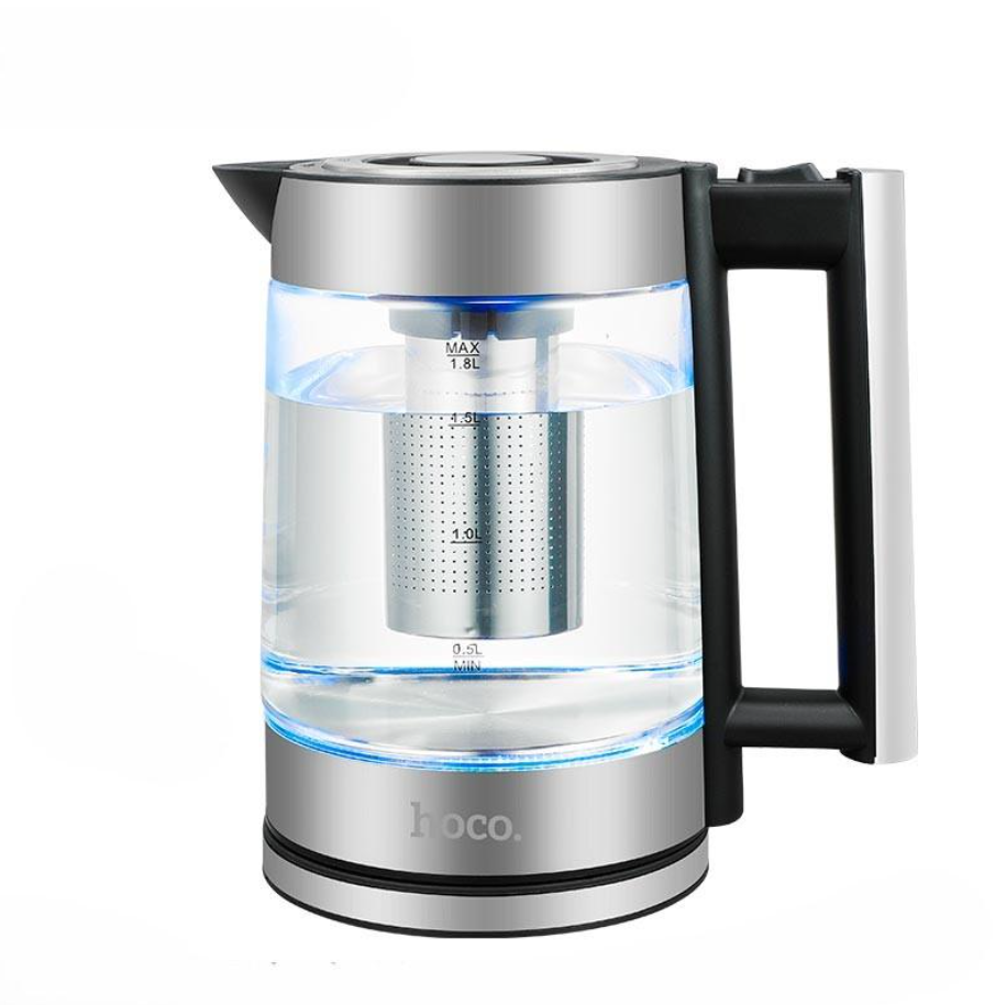 Электрочайник Hoco HA01A Kitchen high boron glass electric kettle 1,8 л Silver