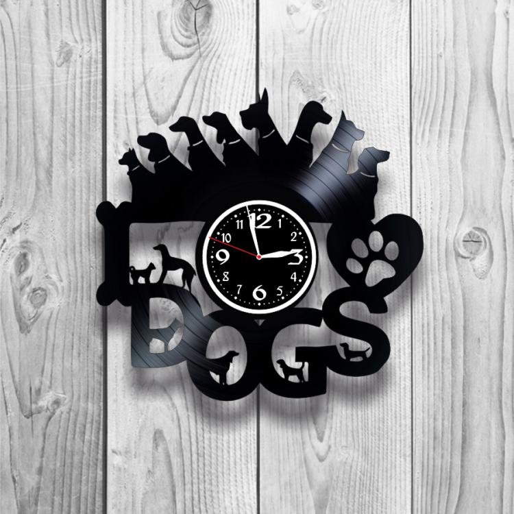 Часы настенные Собаки 0252 из виниловой пластинки