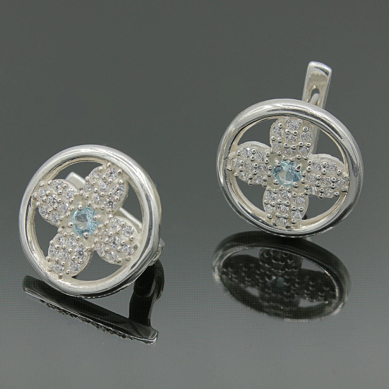 Серебряные серьги Космея