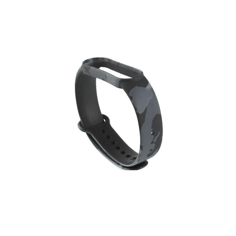 Ремінець Xiaomi Mi Smart Band 7/6/5 силиконовый з малюнком Камуфляж Чорний/Сірий (1976P)