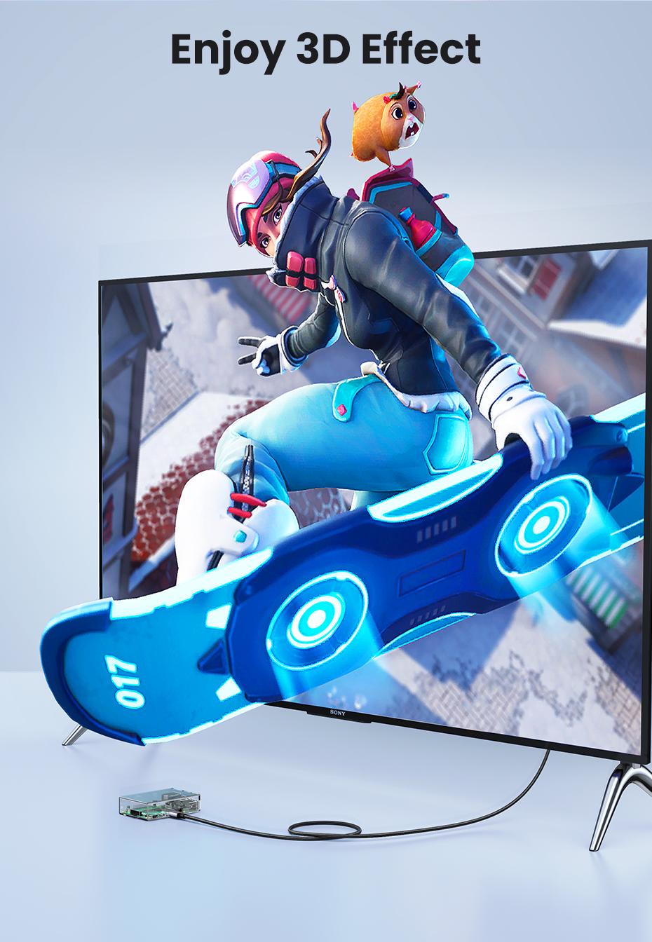 Кабель двунаправленный UGREEN mini HDMI-HDMI 2.1 8K 60Hz 4K 144Hz 1080P 240Hz 48 Гбит/с HDR 10+ eARC HDMI-C на HDMI-A 1 м Черный (15514) - фото 6