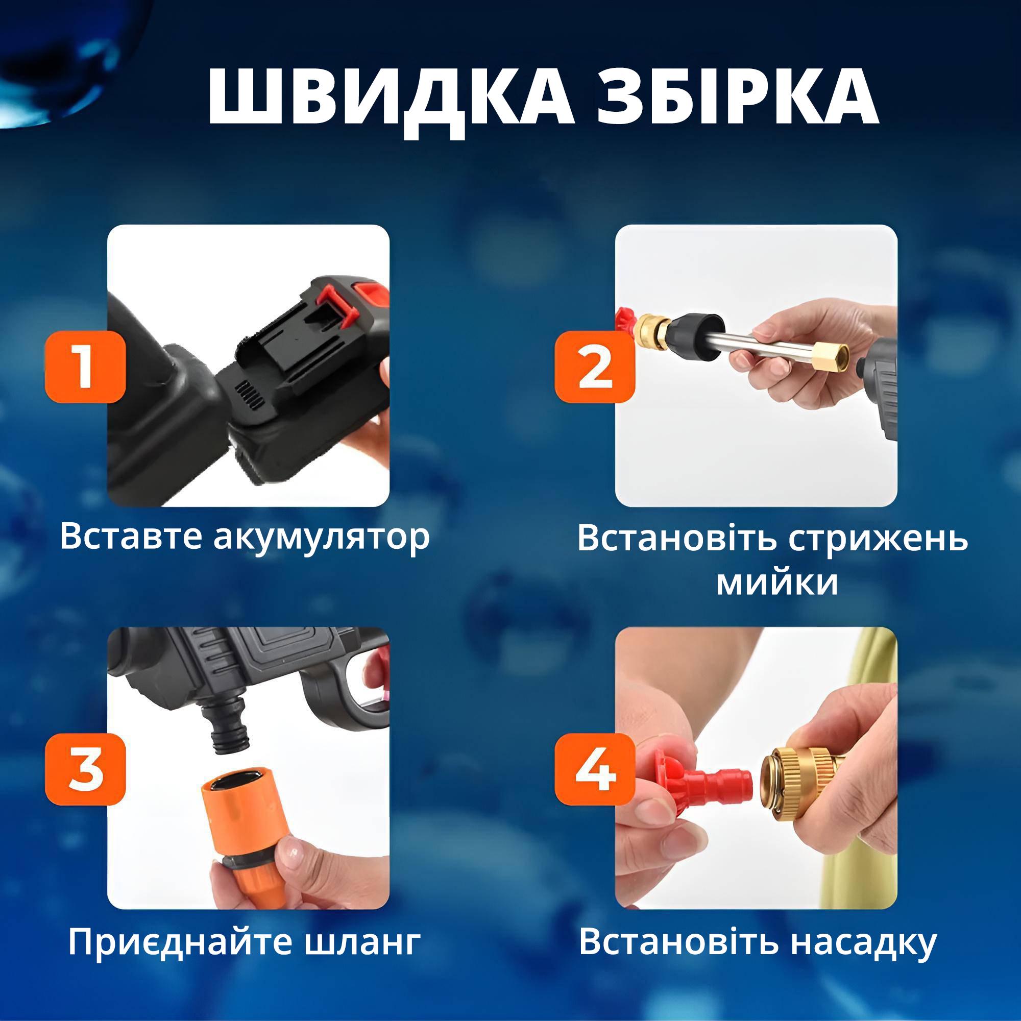 Мийка високого тиску акумуляторна зі зручним кейсом для зберігання - фото 5