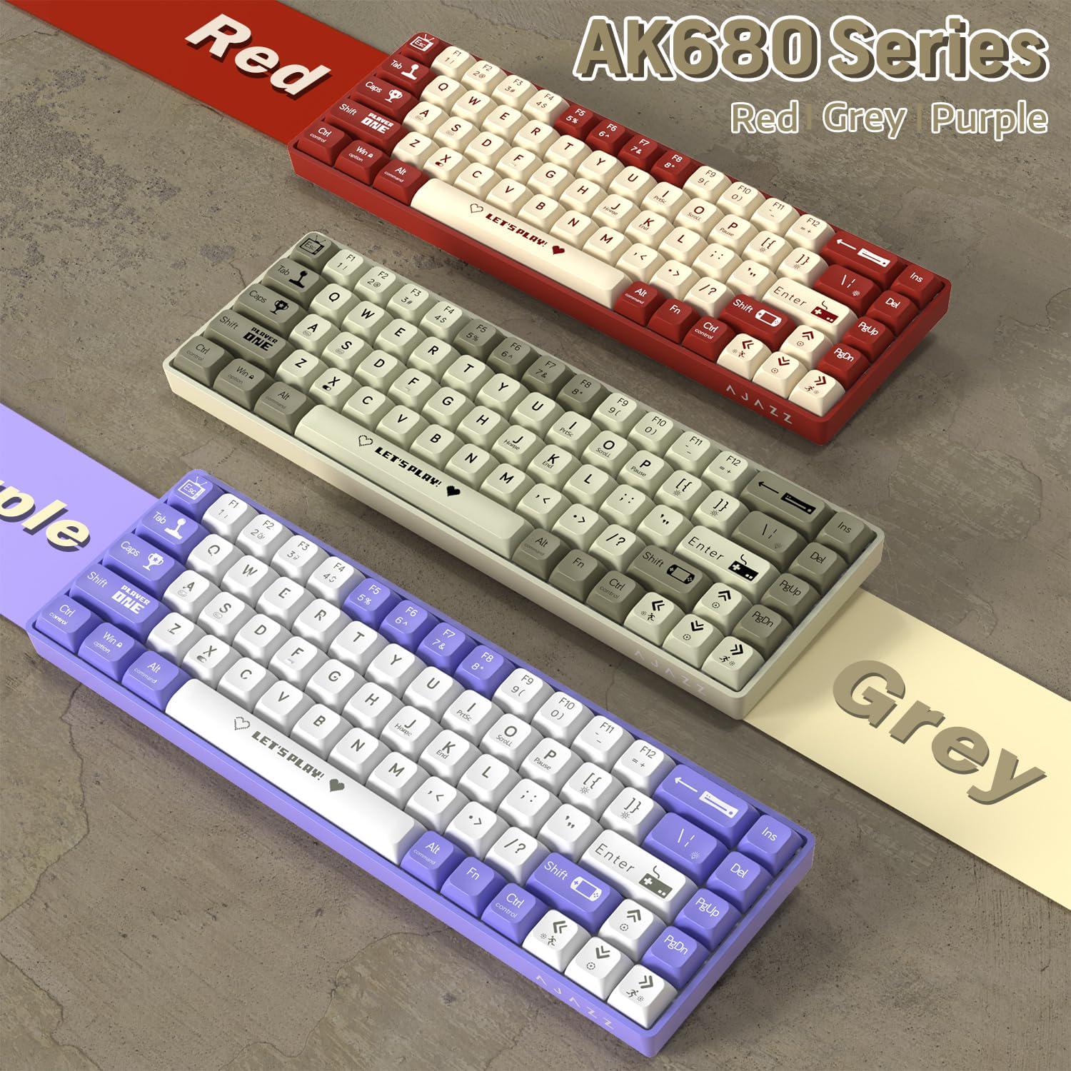 Клавиатура механическая проволока Ajazz AK680 RGB-подсветка красные светящиеся hotswap Grey - фото 4 Клавиатура механическая проволока Ajazz AK680 RGB-подсветка красные светящиеся hotswap Grey - фото 4
