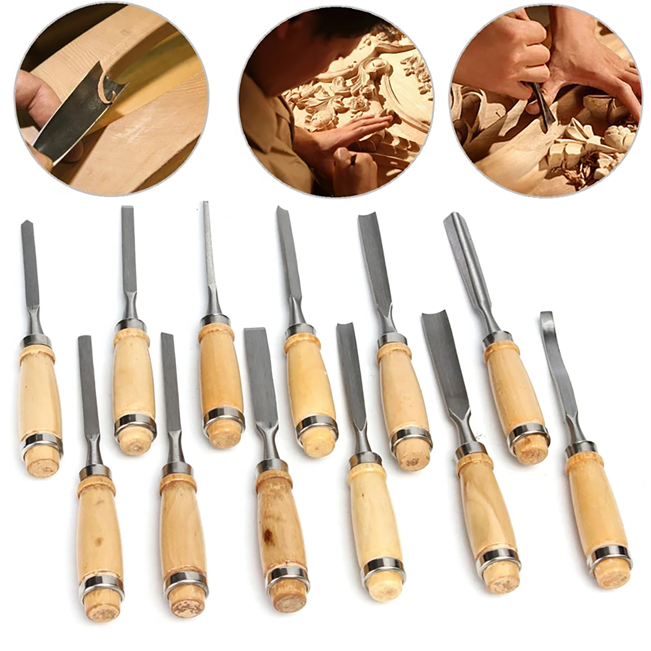 Набор стамесок для резьбы по дереву 12 шт. - фото 4