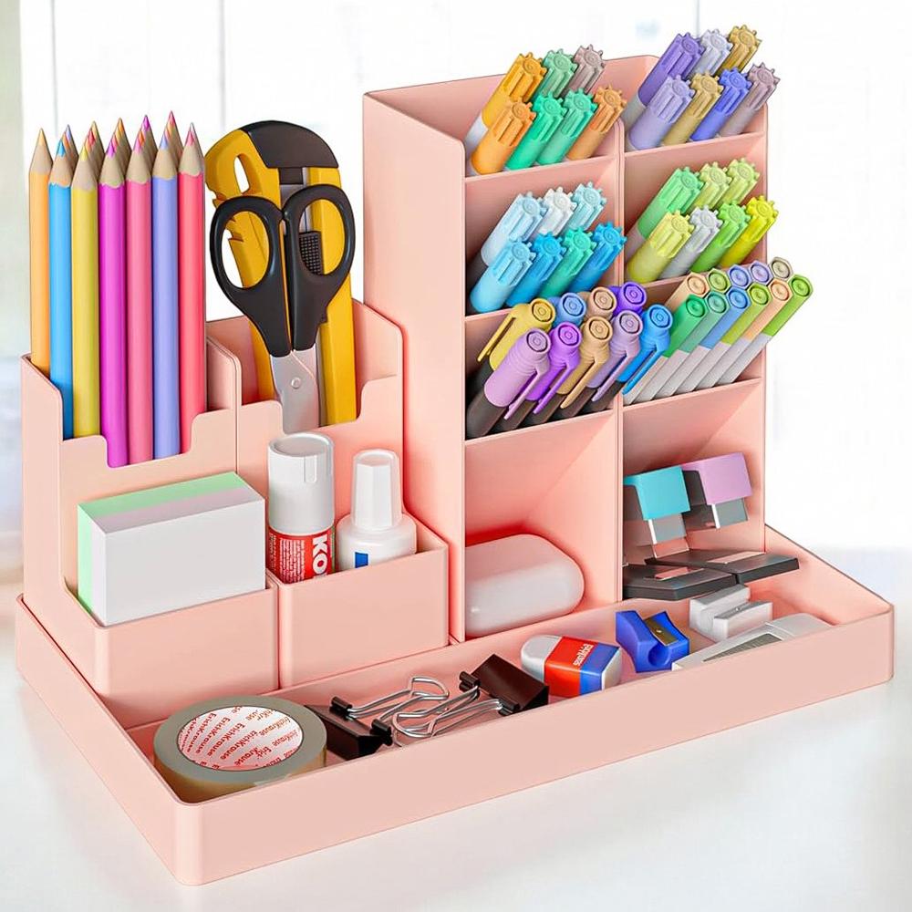 Органайзер универсальный настольный для канцелярии складной 11 отделений 24,5x14 см Розовый