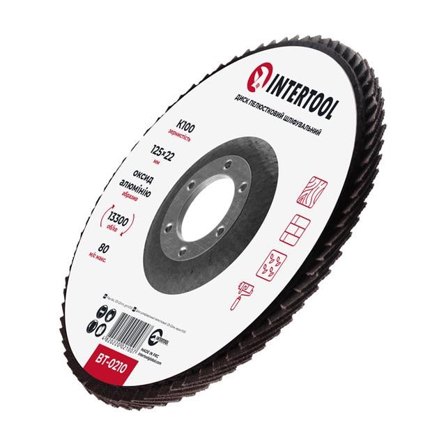 Диск шлифовальный лепестковый Intertool 125x22 мм зерно K100 (BT-0210) - фото 3