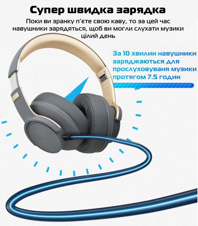 Навушники бездротові Picun B8 Bluetooth з функцією плеєра Grey (3_04791) - фото 4