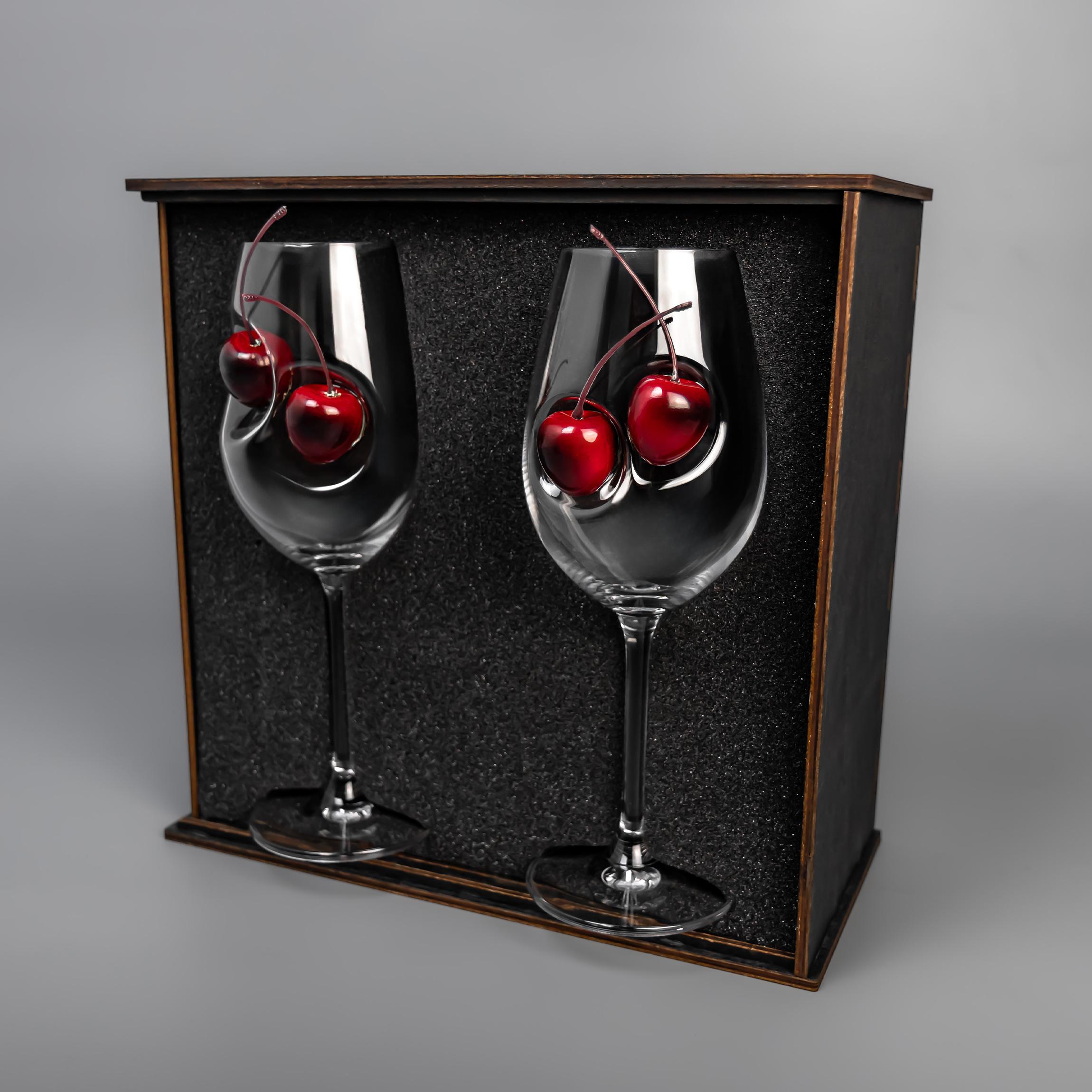 Бокалы для вина с вишней VSKLO 350 мл 2 шт. - фото 3