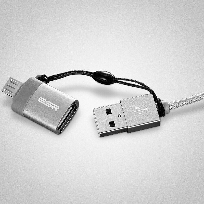 OTG адаптер ESR Micro USB к USB 2.0 Серый - фото 2