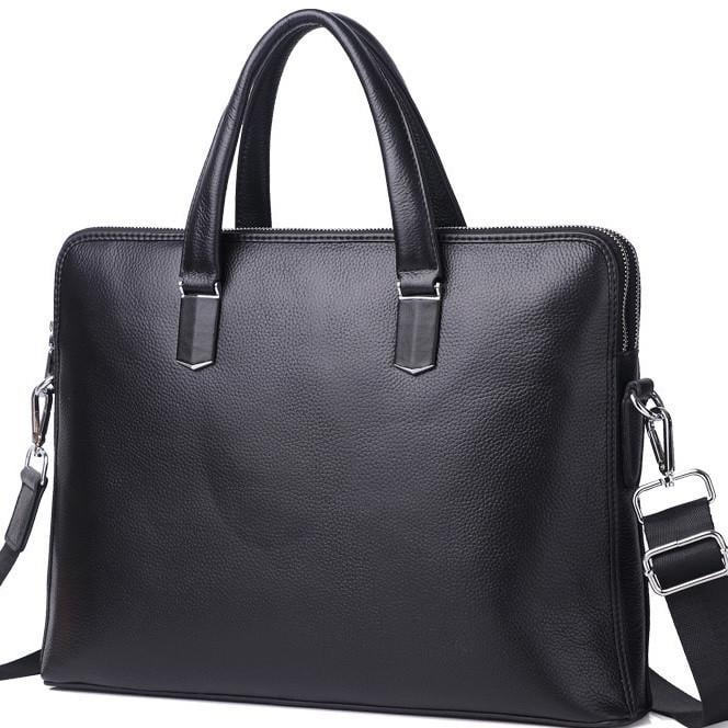 Сумка-портфель для ноутбука мужская Tiding Bag кожаная Черный (BR-278)