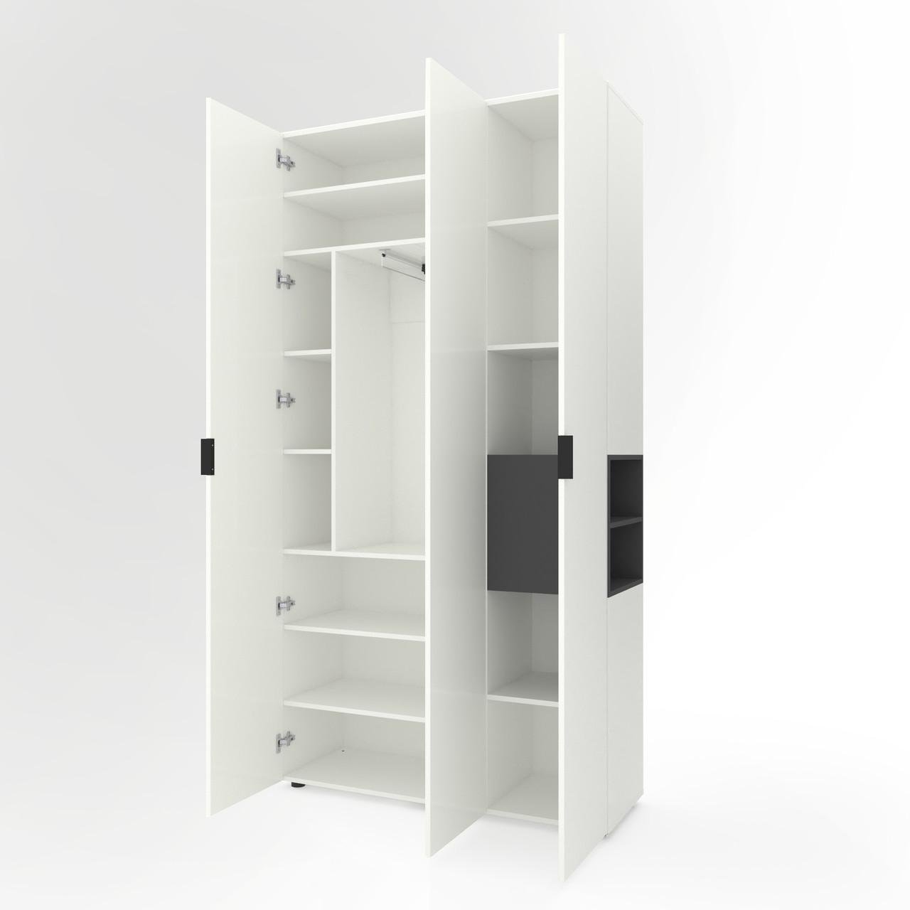 Шкаф Metkas Home A015R ЛДСП 1200x420x2300 мм Белый Снег/Антрацитовый - фото 1 Шкаф Metkas Home A015R ЛДСП 1200x420x2300 мм Белый Снег/Антрацитовый - фото 1