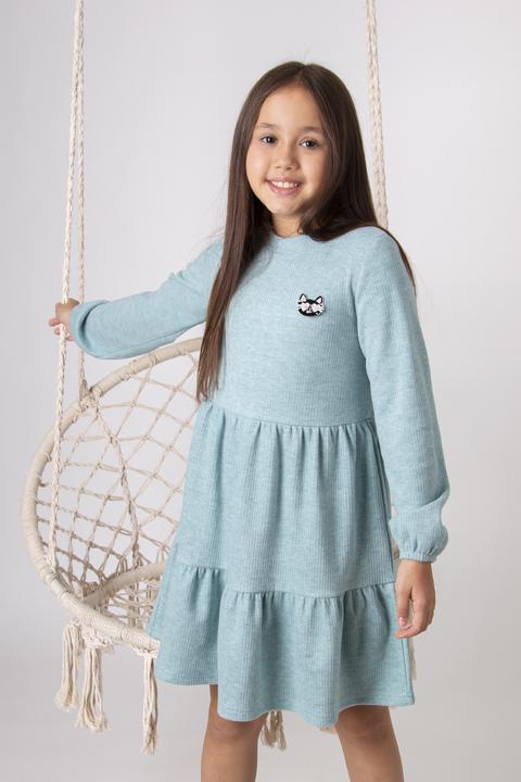 Платье для девочки теплое Mevis 4835-04 128 см Бирюзовый (158648)