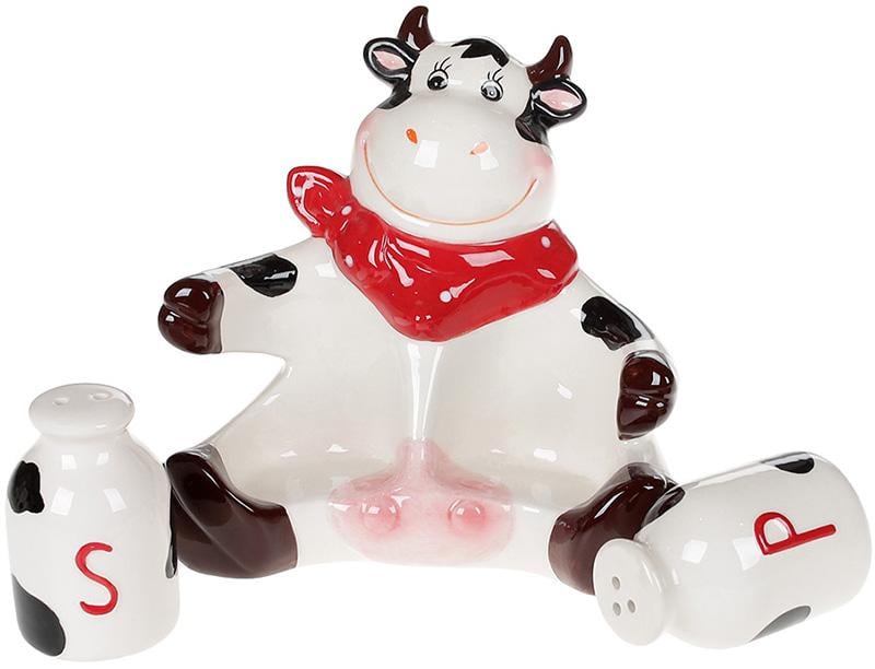 Набір для спецій Корівка Глорія керамічний сільничка та перечниця на фігурній підставці (BD-928-005) - фото 2