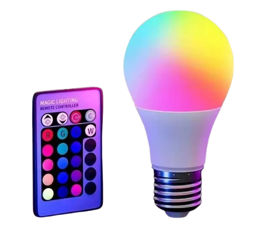 Лампа LED RGB с пультом E27 16 цветов включая белый/регулировка яркости/8 Вт Лампа LED RGB с пультом E27 16 цветов включая белый/регулировка яркости/8 Вт