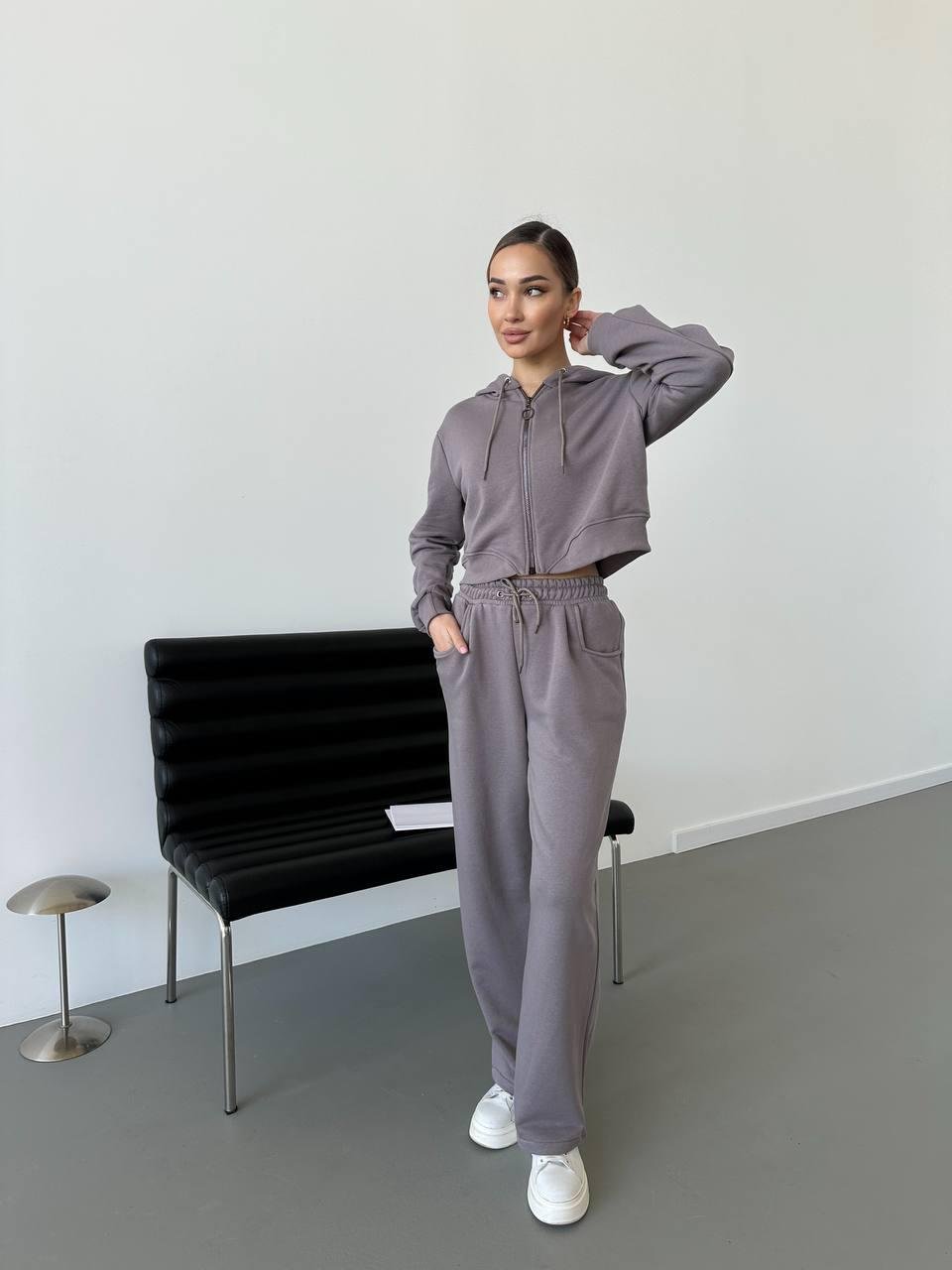 Костюм двойка женский петля р. 42-44 Графитовый (С1513-716/В)