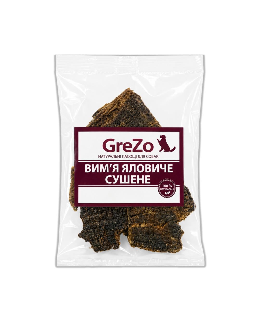 Вымя говяжье GreZo сушеное для собак 1 кг