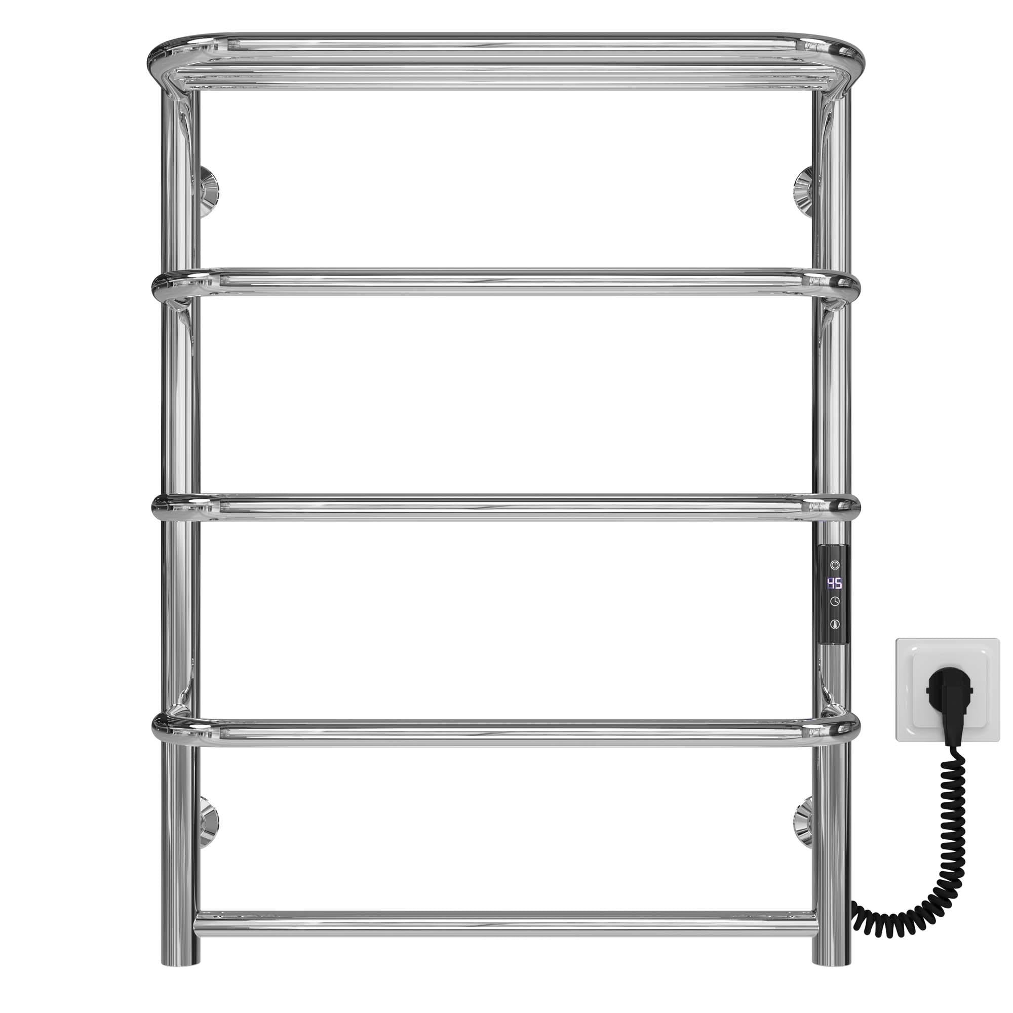 Полотенцесушитель электрический с полкой Deffi Стандарт П5 JD03 правое подключение нержавеющая сталь 500х700 мм Хром (C.SP.70.50.5.ECR1)