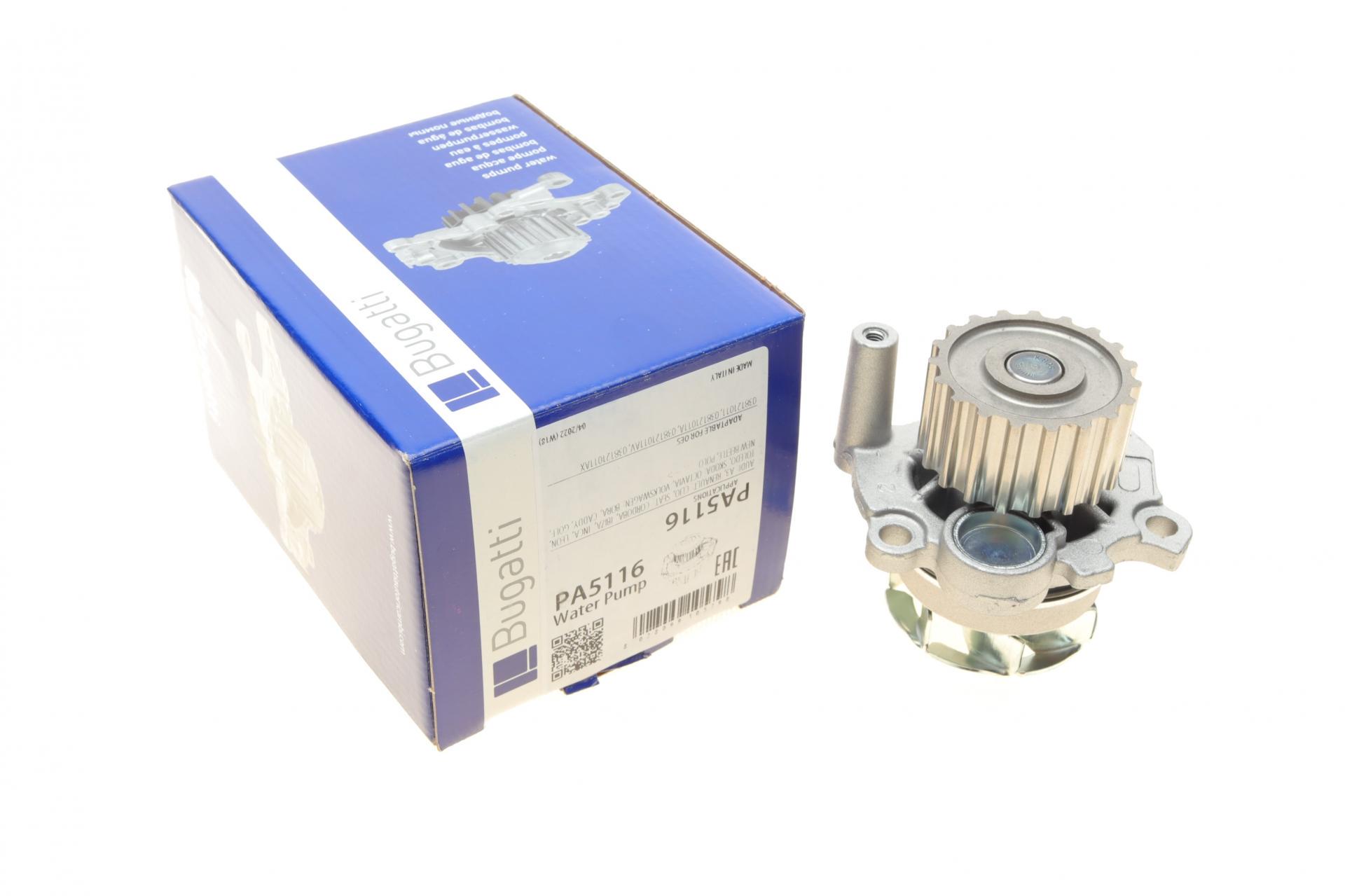 Помпа води Bugatti Skoda Octavia 1.9TDI 96-10/VW Caddy/Golf 1.9TDI/SDI 96-05 R/B7 лоп PA5116 (25589801)