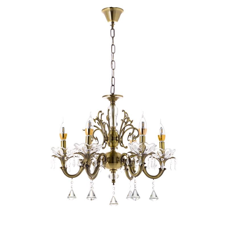 Люстра подвесная Light House ES-15872/6 Свечи на шесть ламп Бронза