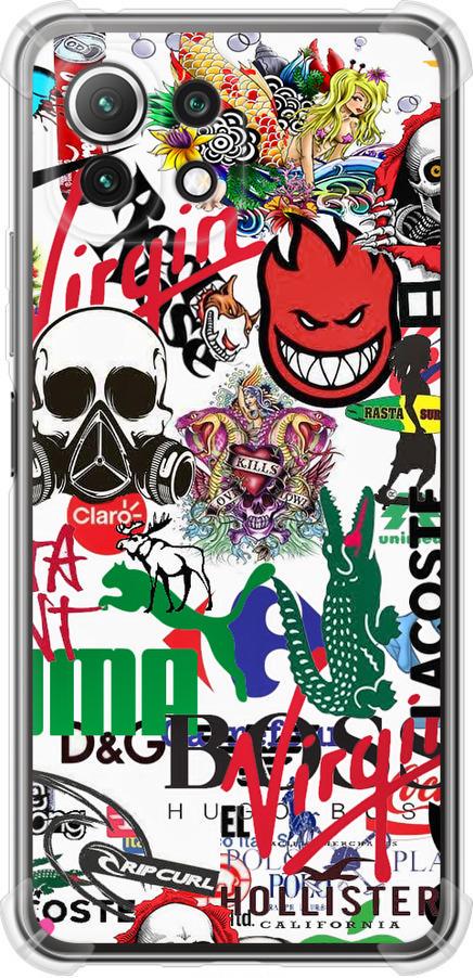 Чехол на Xiaomi Mi 11 Lite Many different logos (4022sp-2281-42517)
