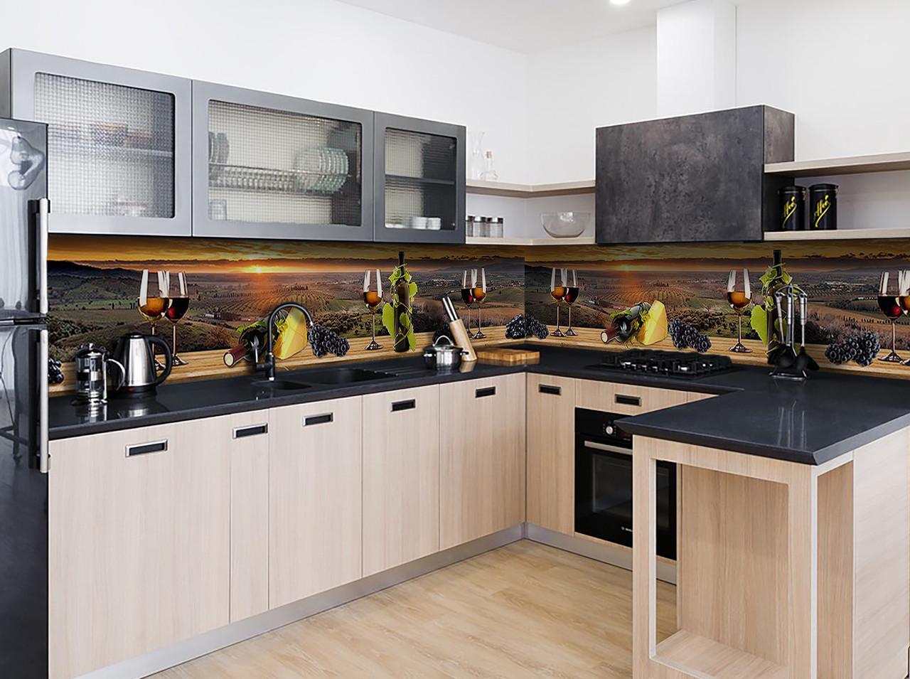 Кухонный фартук Вино с самоклеющейся виниловой пленки 60х300 см Коричневый